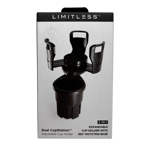 Limitless 2 In 1 Dual‎ Expandable Cup Holder With 360 Degree Rotating Base New - Picture 5 of 6